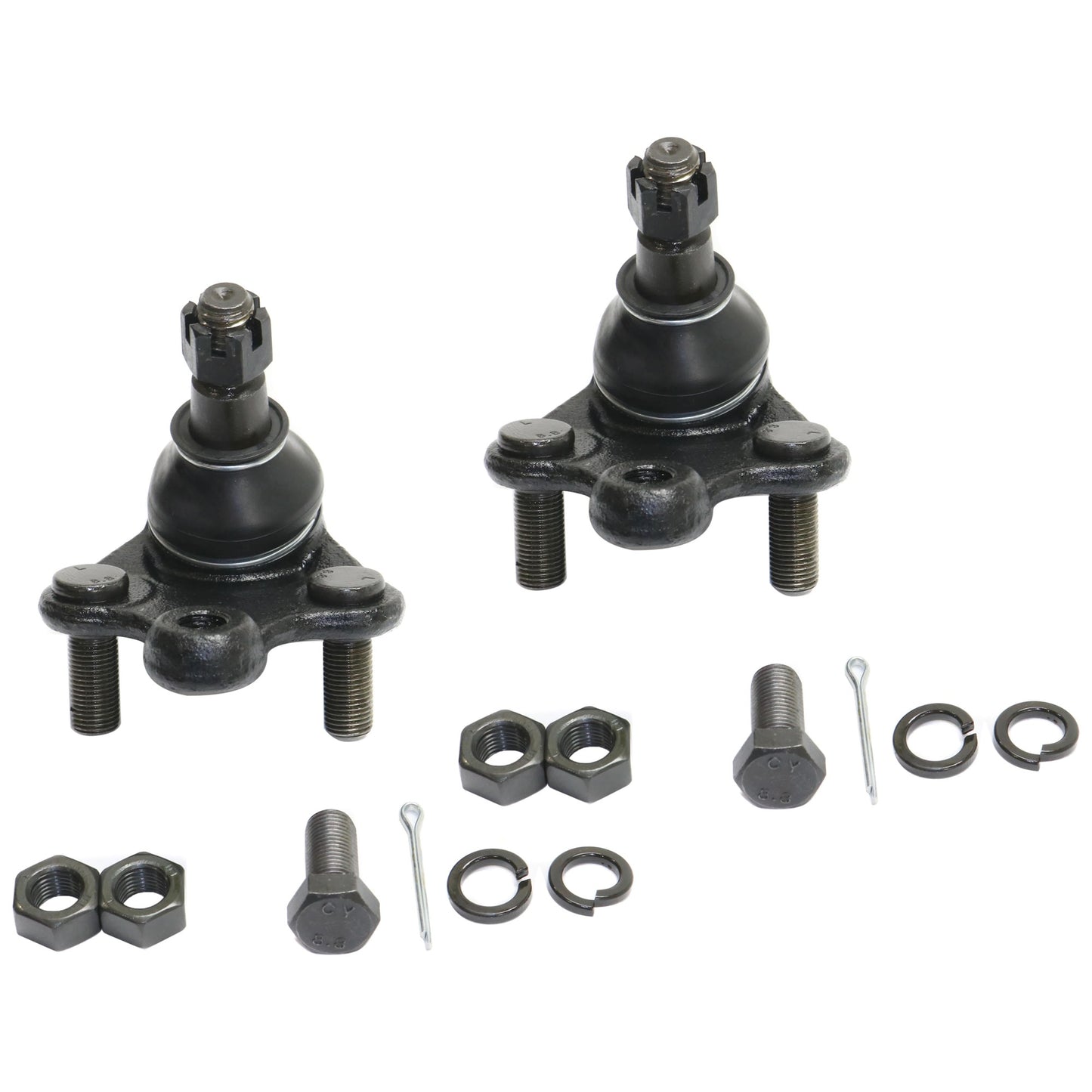 4-Piece Kit Front, Driver and Passenger Side, Lower Ball Joint, Includes (2) Ball Joint and (2) Tie Rod End