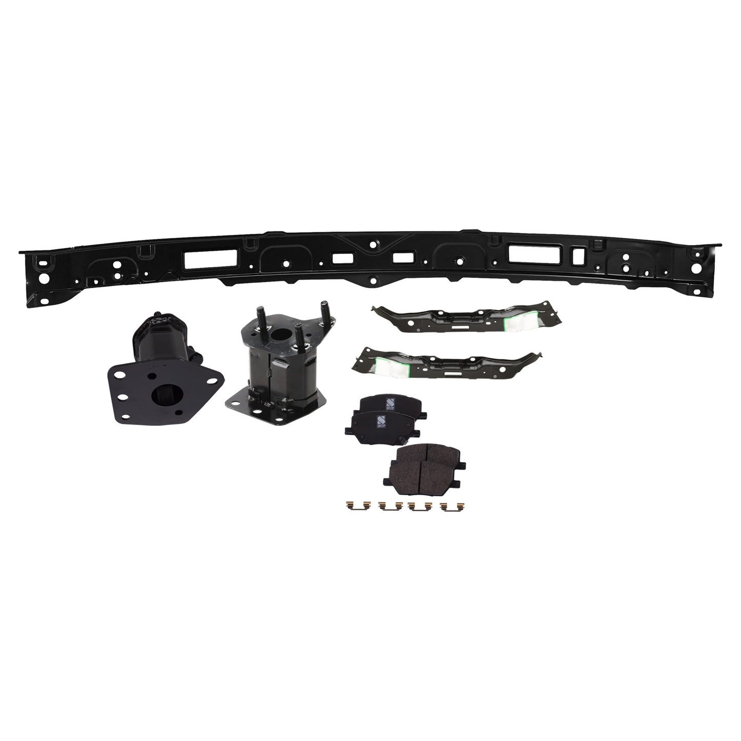 5-Piece Kit Front, Driver and Passenger Side Bumper Bracket, Includes (2) Bumper Bracket and (3) Bumper Retainer