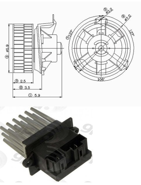 KIT-201009-132 2-Piece Kit Blower Motor, Includes (1) Blower Motor and (1) Blower Motor Resistor