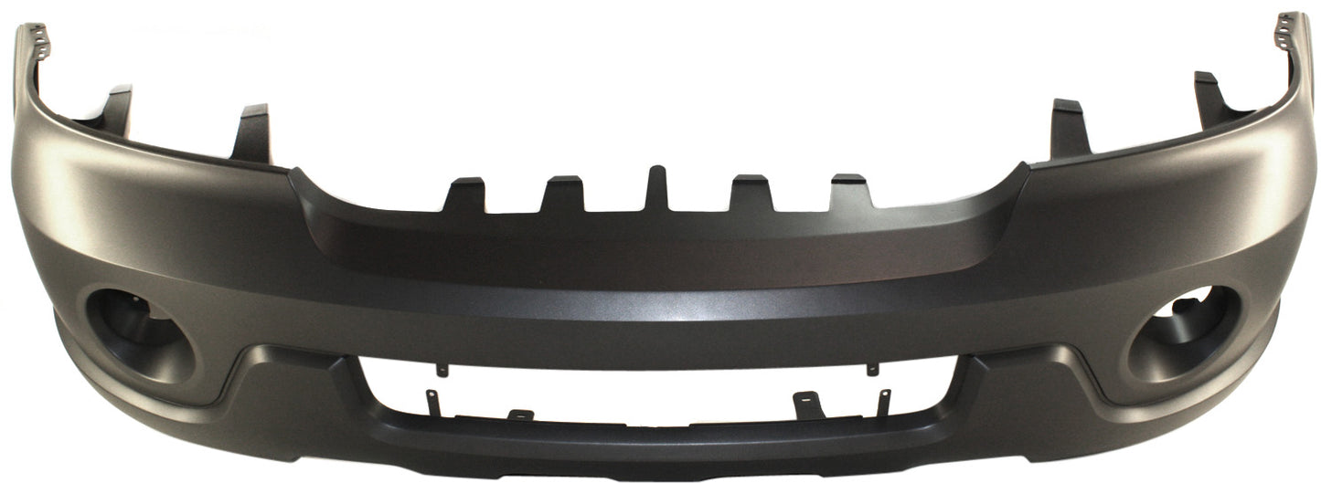 Передний бампер с грунтовкой, с отверстиями для противотуманных фар, без отверстий для датчиков парковки, с рамкой для решетки радиатора