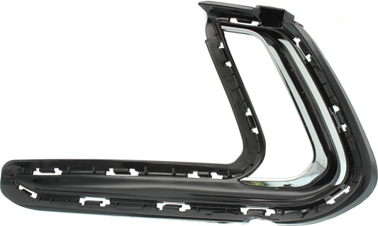 Front, Driver Side Bumper Trim, Primed, Driving Lamp Trim, With Chrome Molding