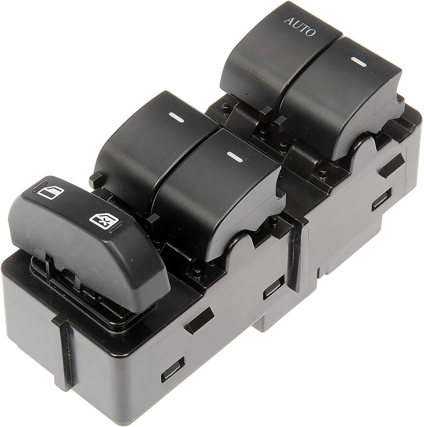 901-227 Front, Driver Side Window Switch, Black, with Power Rear Quarter Window