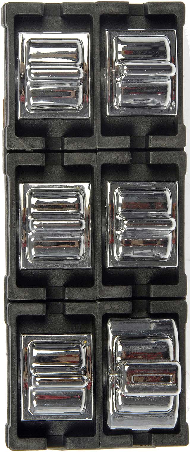 901-322 Front, Driver Side Window Switch, Chrome, with Power Door Locks, with Keyless Entry