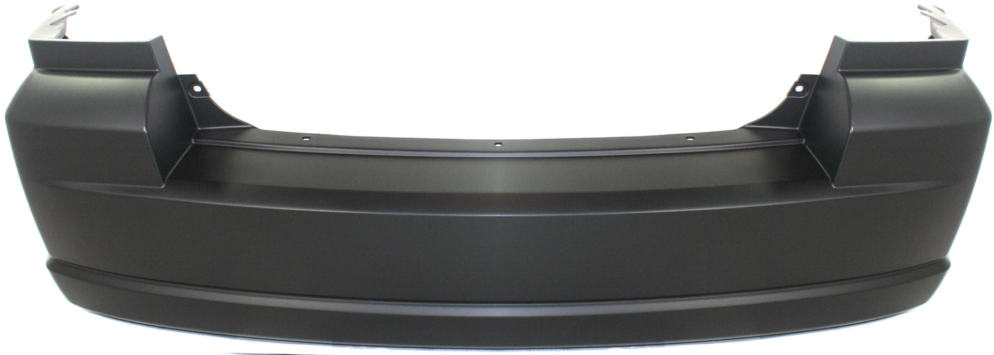 Rear Primed Bumper Cover, With Exhaust Holes on Passenger Side, Without Parking Aid Sensor Holes, Code MCU