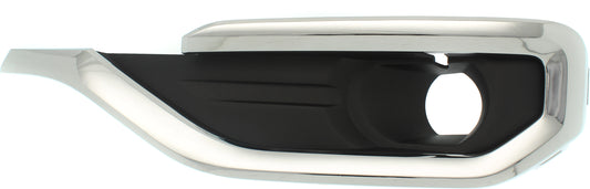 Front, Driver Side Fog Light Trim, Black, With Bright Chrome Molding