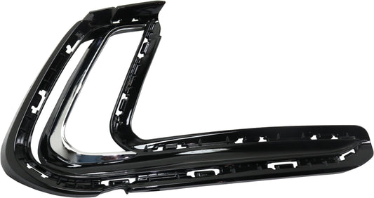 Front, Passenger Side Bumper Trim, Primed, Driving Lamp Trim, With Chrome Molding