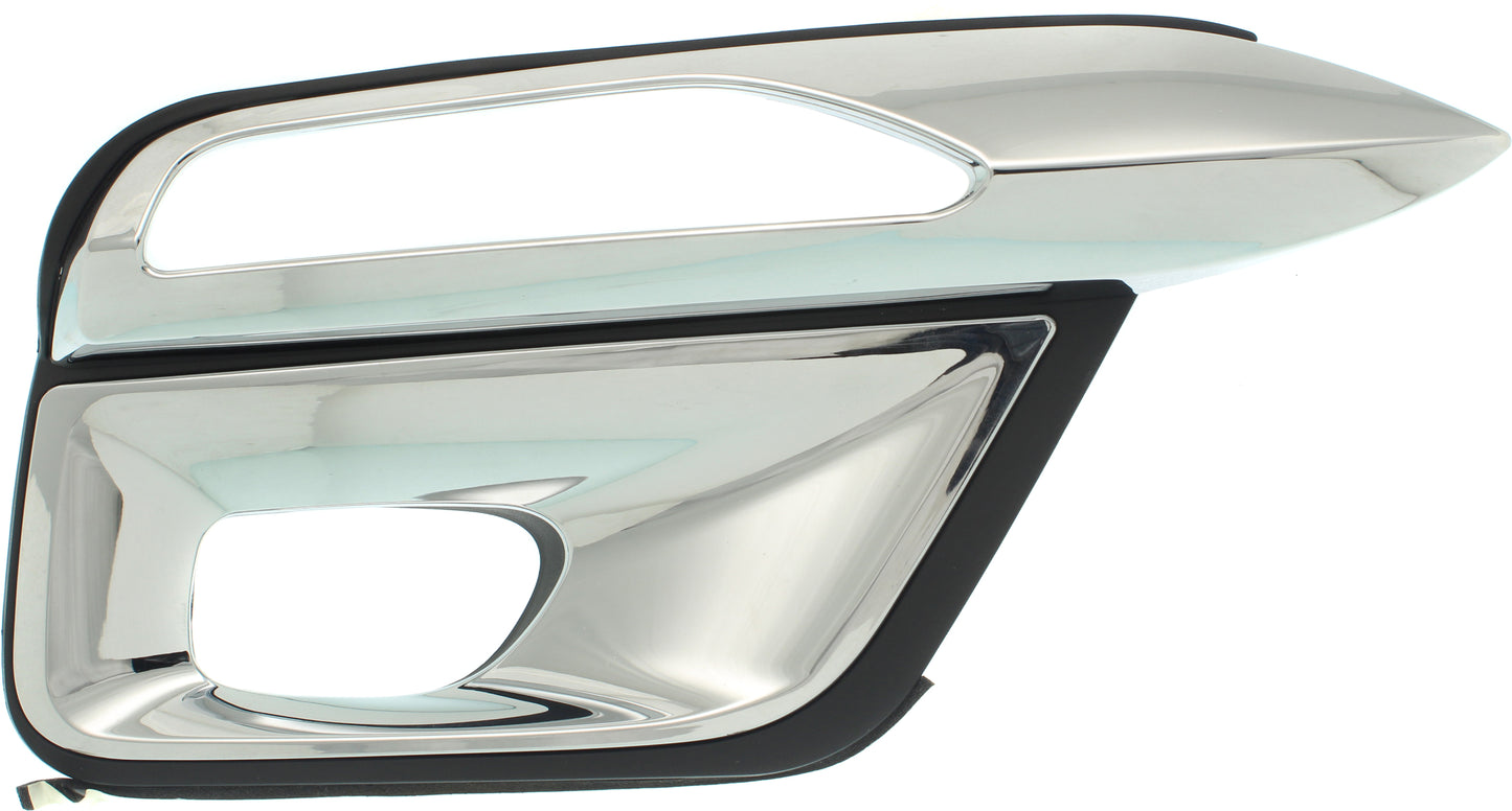 Front, Passenger Side Fog Light Trim, Black and Chrome, Without Collision Warning