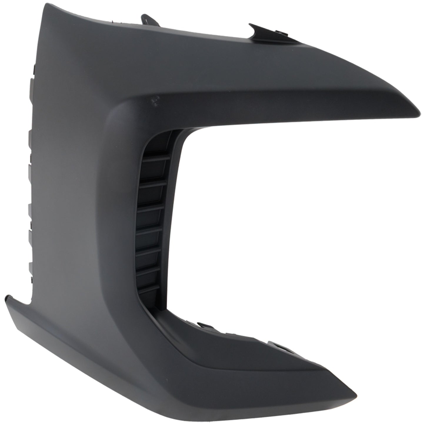 Front, Passenger Side Bumper End, Textured Plastic