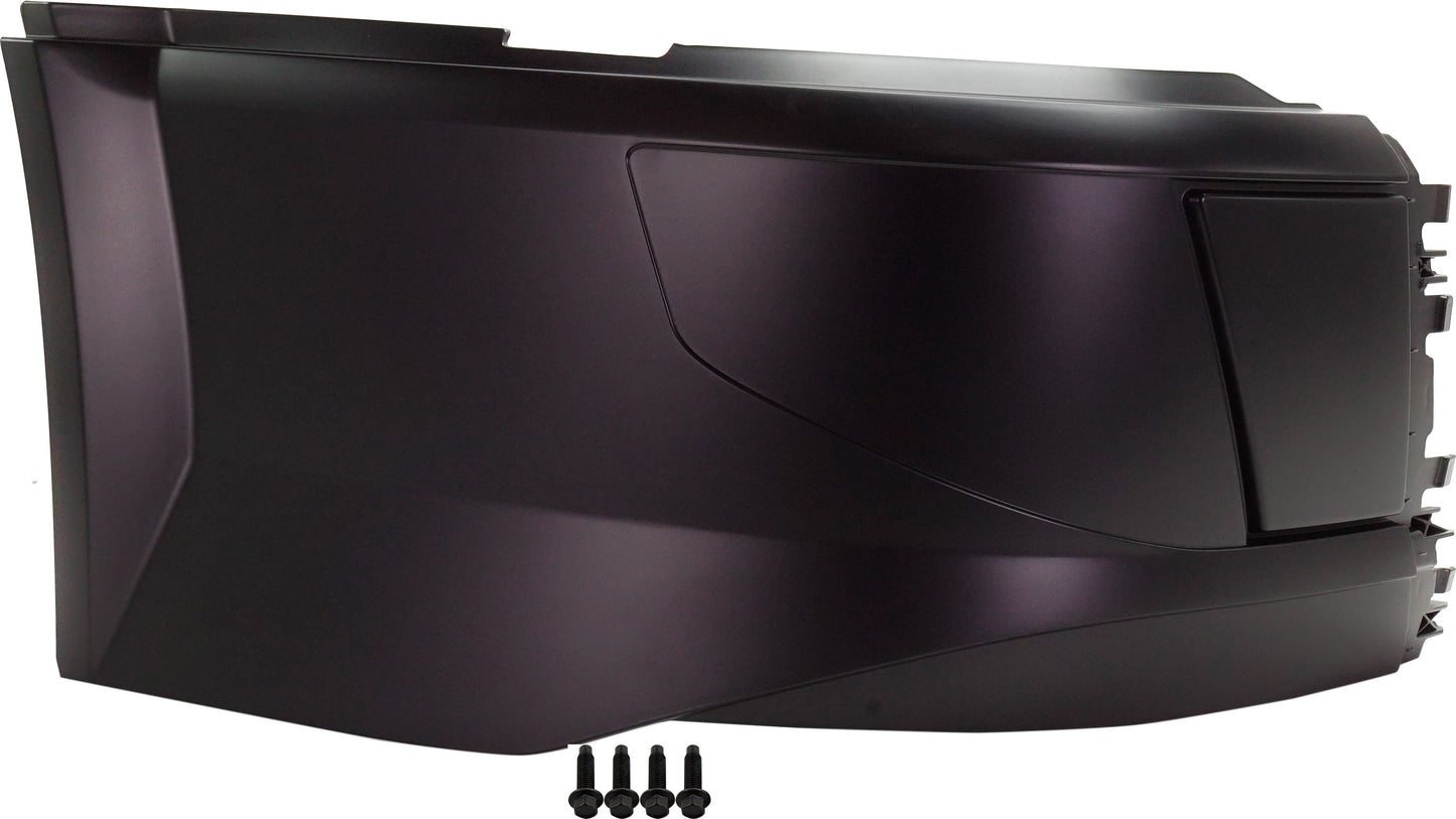 Front, Passenger Side Bumper End, Painted Black, Base Model