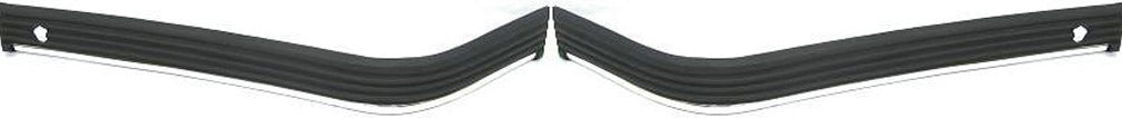 Front, Driver and Passenger Side Bumper Trims, Black, 2-Piece Type, with Chrome Strip