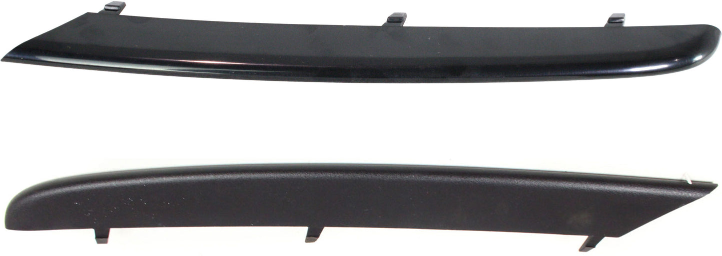 Front, Driver and Passenger Side, Lower, Outer Bumper Trim, Black