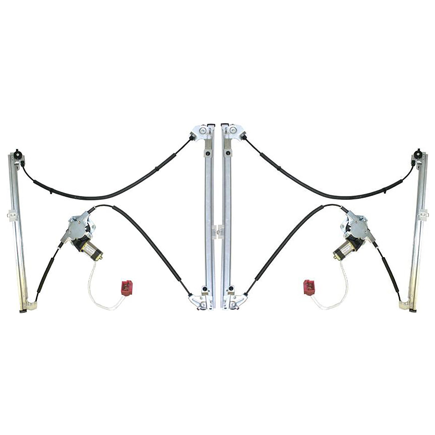 Front, Driver and Passenger Side Power Window Regulator, With Motor