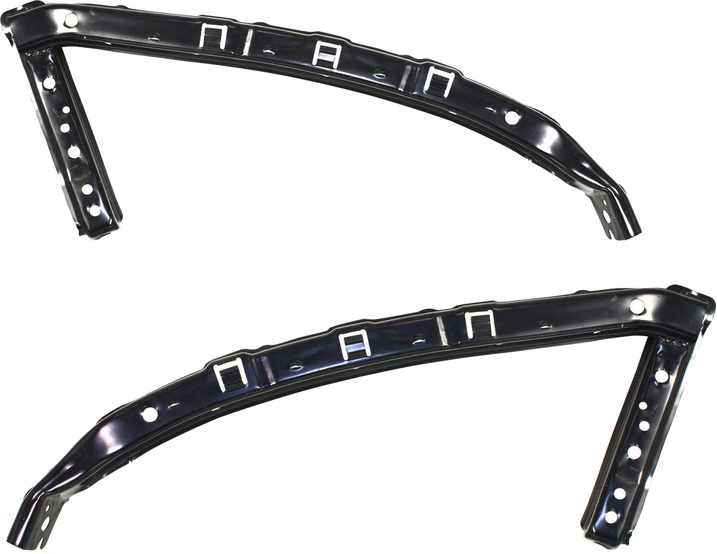 Front, Driver and Passenger Side, Bumper Brackets, Under Headlight, Coupe