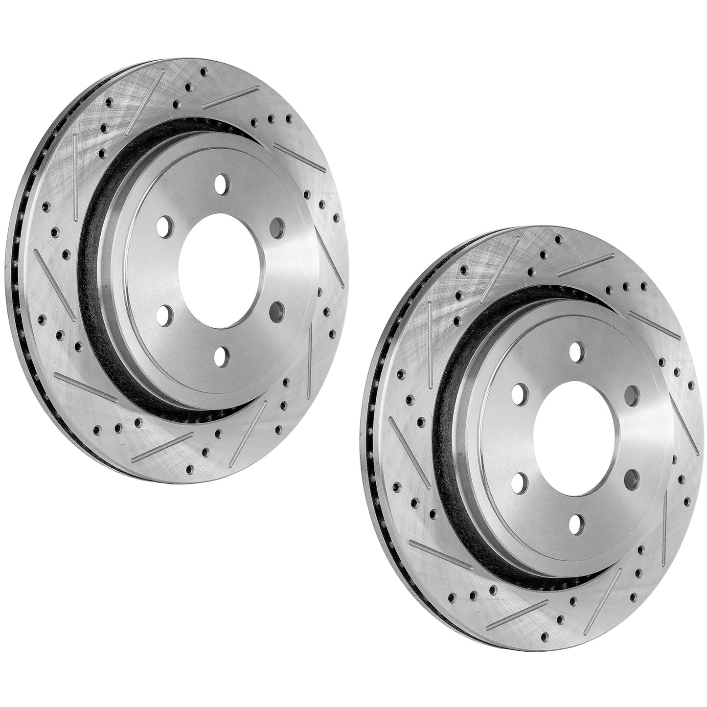 Rear Brake Discs, Cross-Drilled and Slotted, Vented, 6 Lugs, 13 in. Disc Diameter, Electric Parking Brake