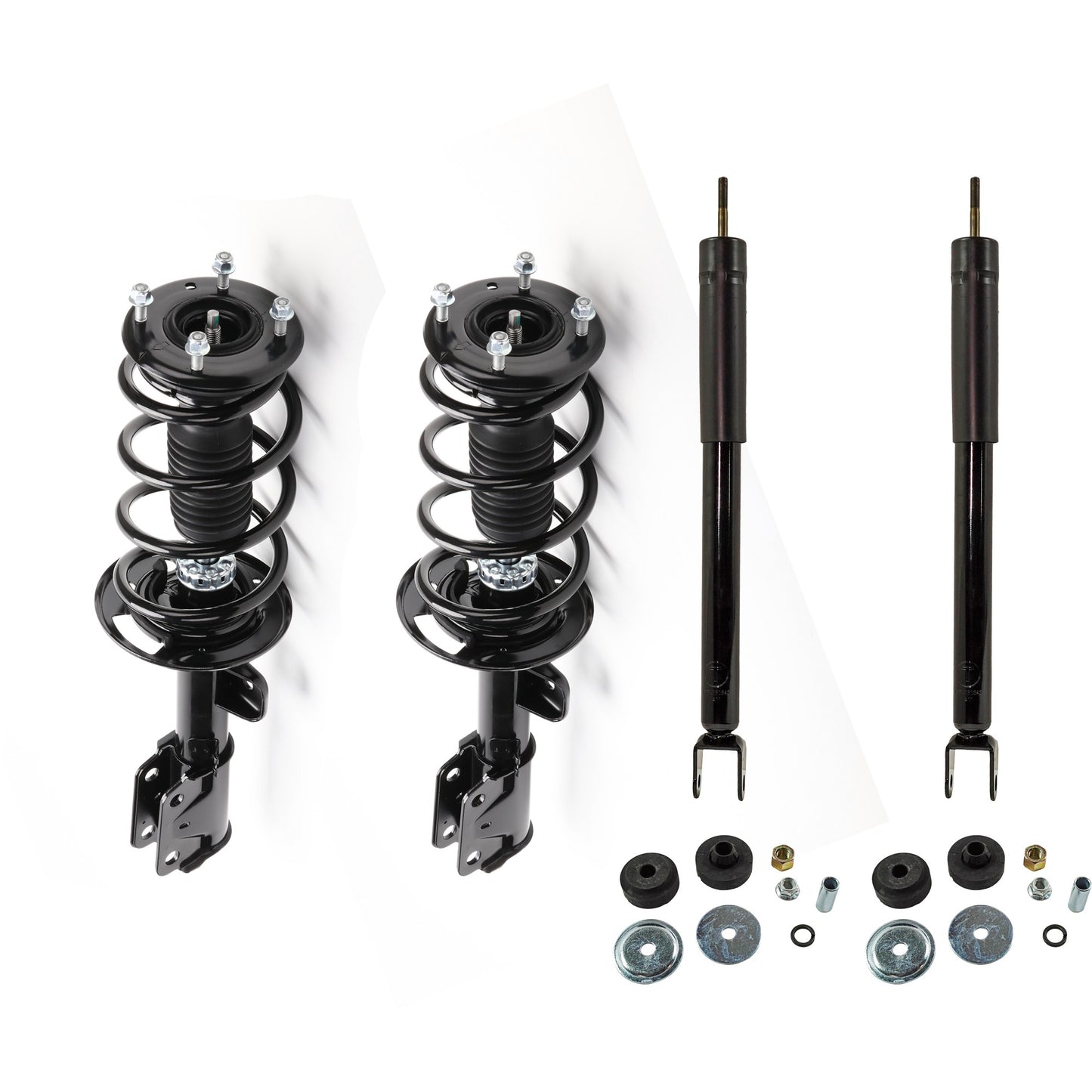 Front and Rear, Driver and Passenger Side Shock and Fully Loaded Strut, FWD
