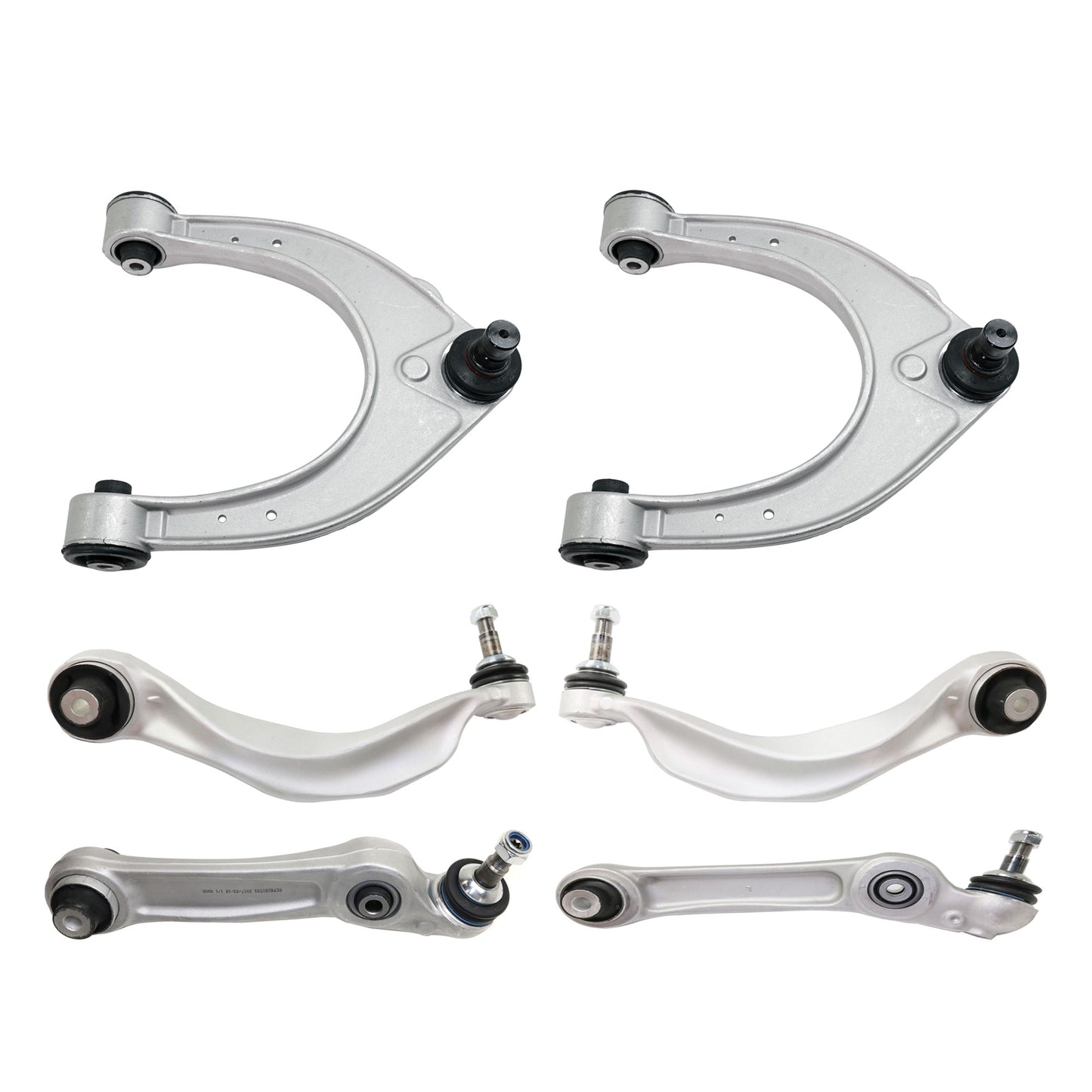 Front, Driver and Passenger Side, Upper and Lower, Frontward and Rearward Control Arm