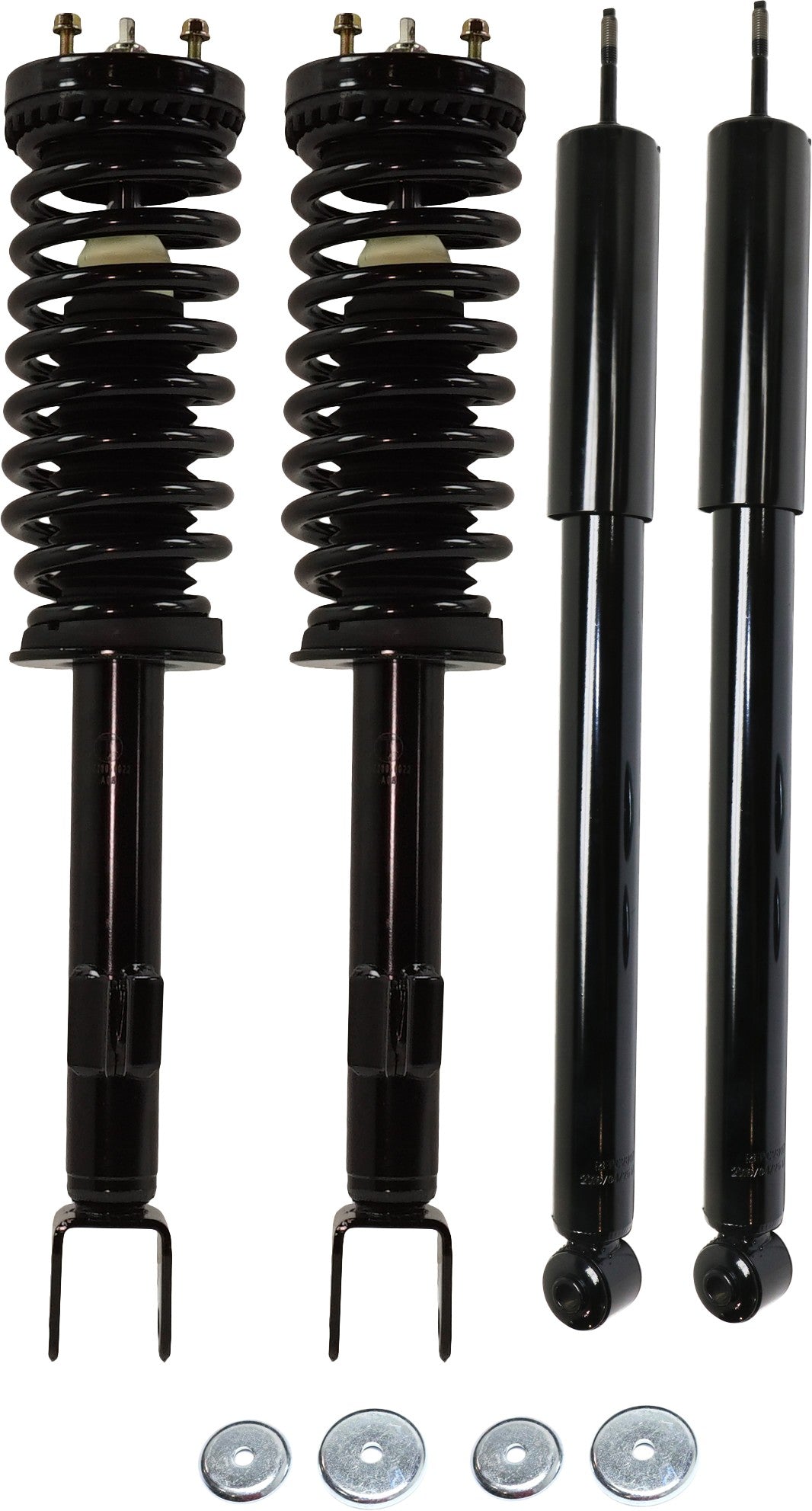 Front and Rear, Driver and Passenger Side Shock and Fully Loaded Strut, RWD, For Models With Performance Suspension, Without High Performance Suspension