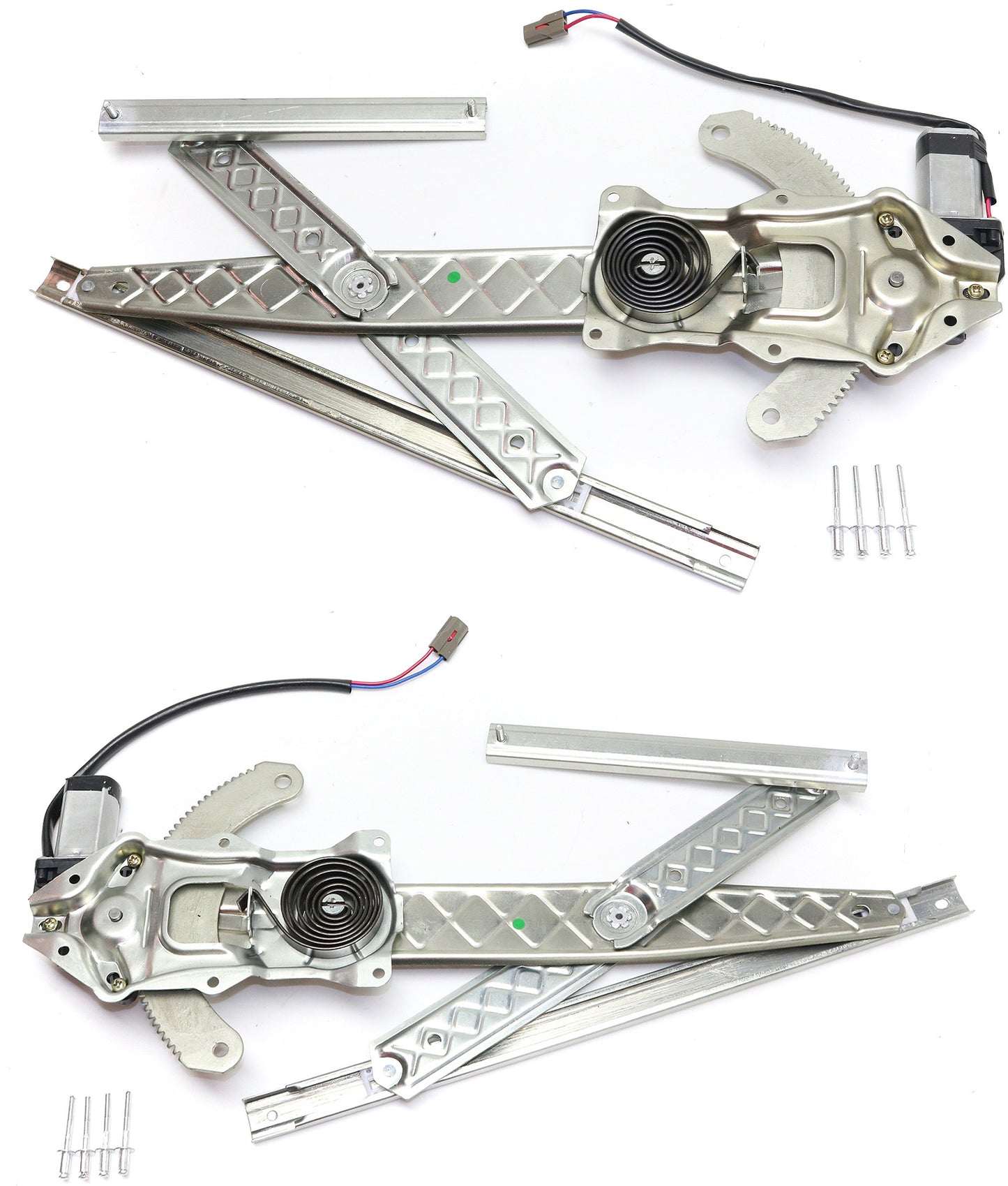 Front, Driver and Passenger Side Window Regulators, Power, with Motor
