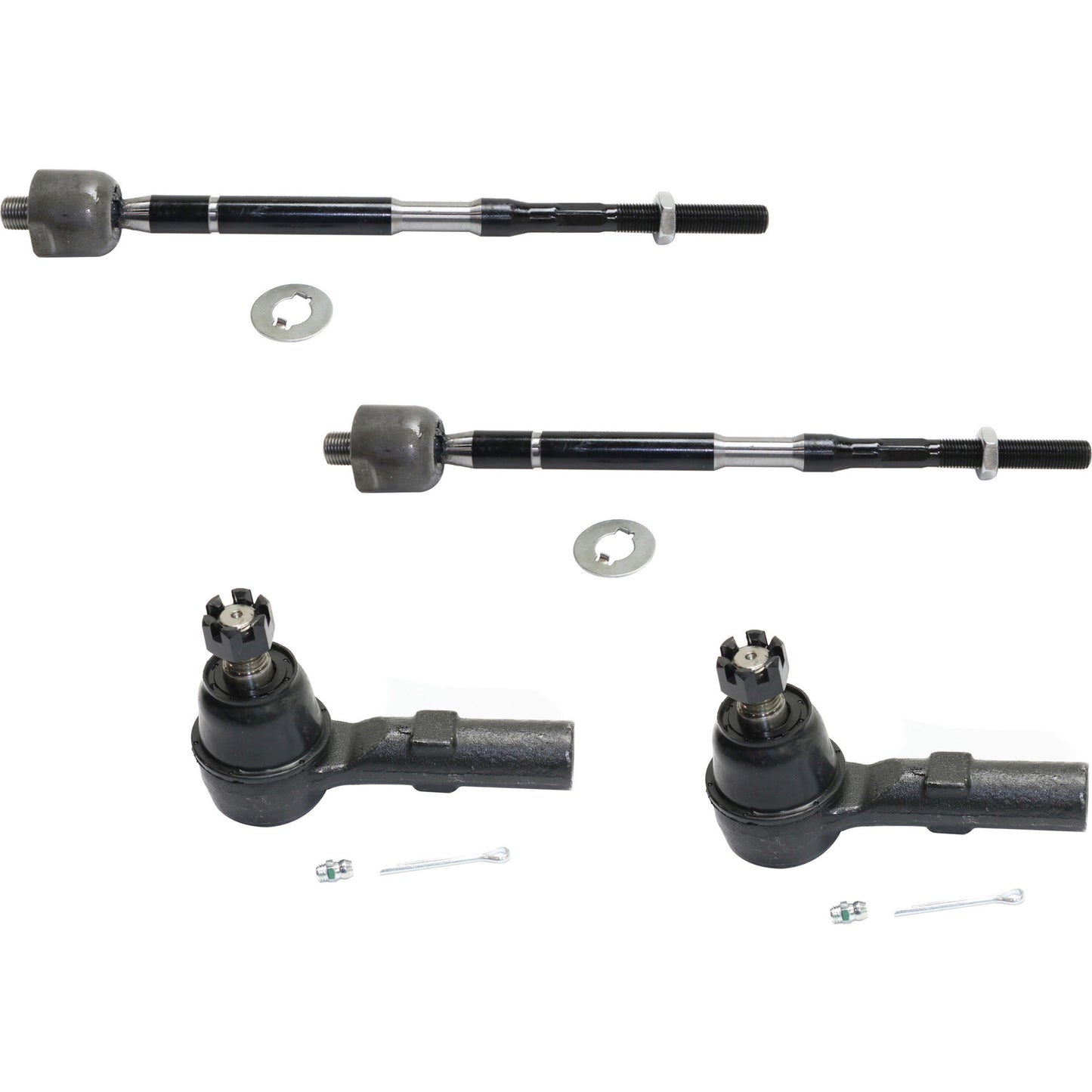 Front, Driver and Passenger Side, Inner and Outer Tie Rod Ends