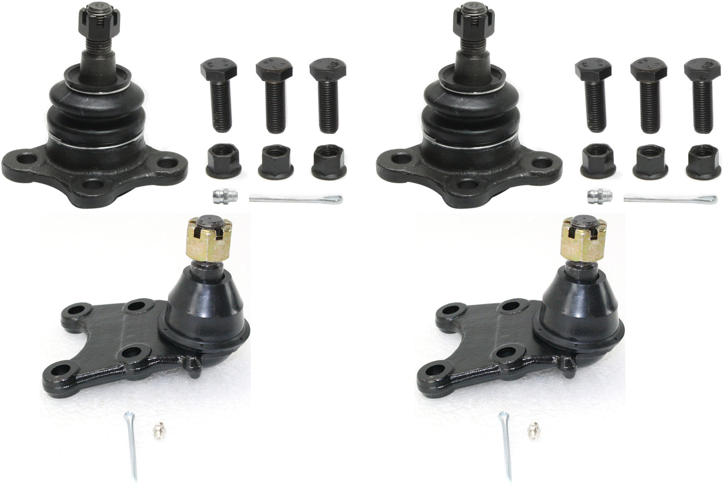 Front, Driver and Passenger Side, Upper and Lower Ball Joints