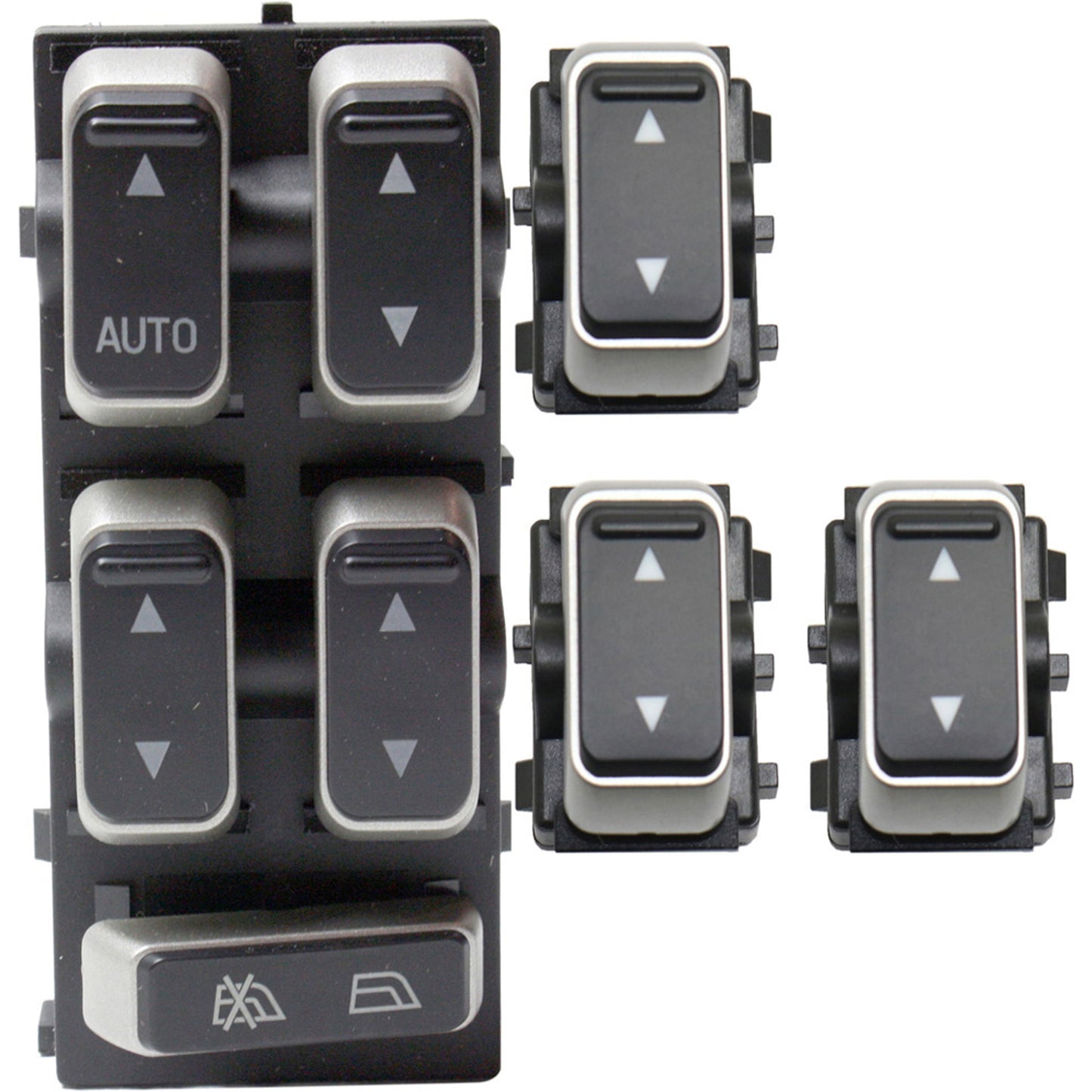 Front and Rear, Driver and Passenger Side Window Switches, Black