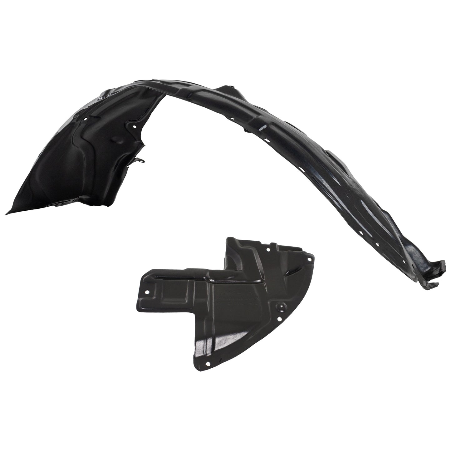Front, Driver and Passenger Side, Front Lower Section Fender Liner, Guard Extension, Without Insulation Foam
