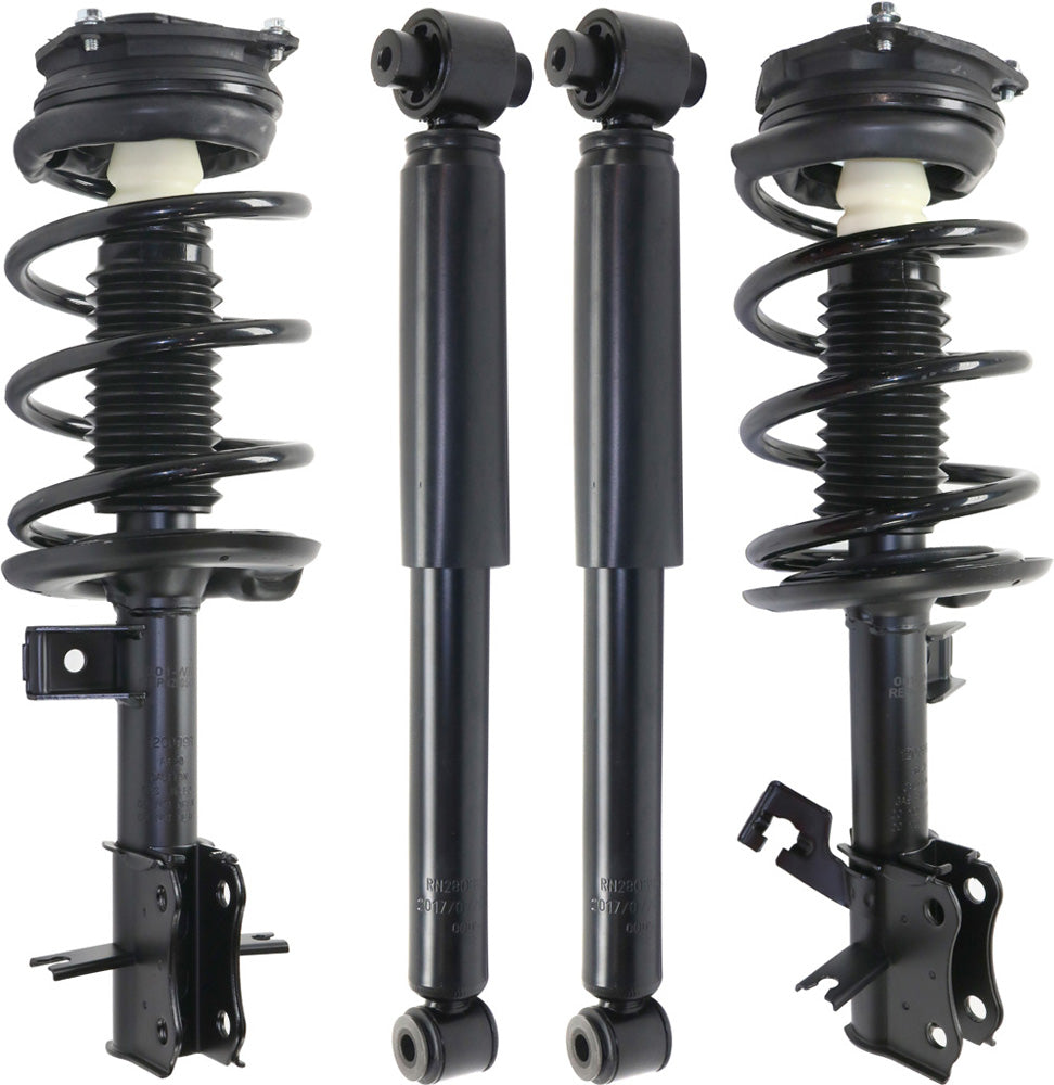 Front and Rear, Driver and Passenger Side Shock and Fully Loaded Strut