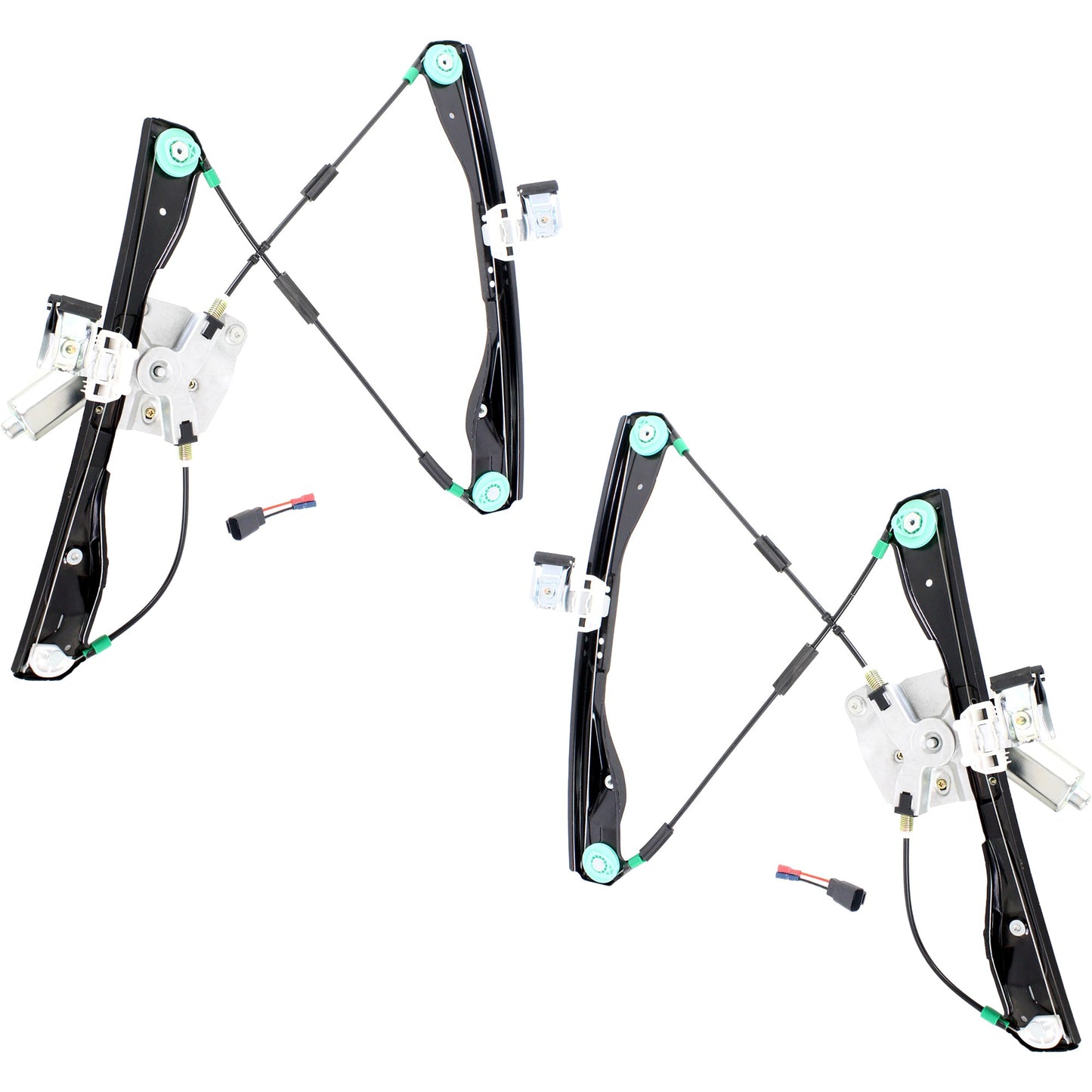 Front, Driver and Passenger Side Power Window Regulators, with Motor