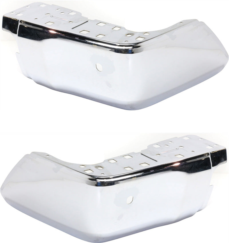 Rear, Driver and Passenger Side Bumper End,?Steel, Chrome,?with Parking Sensor Holes