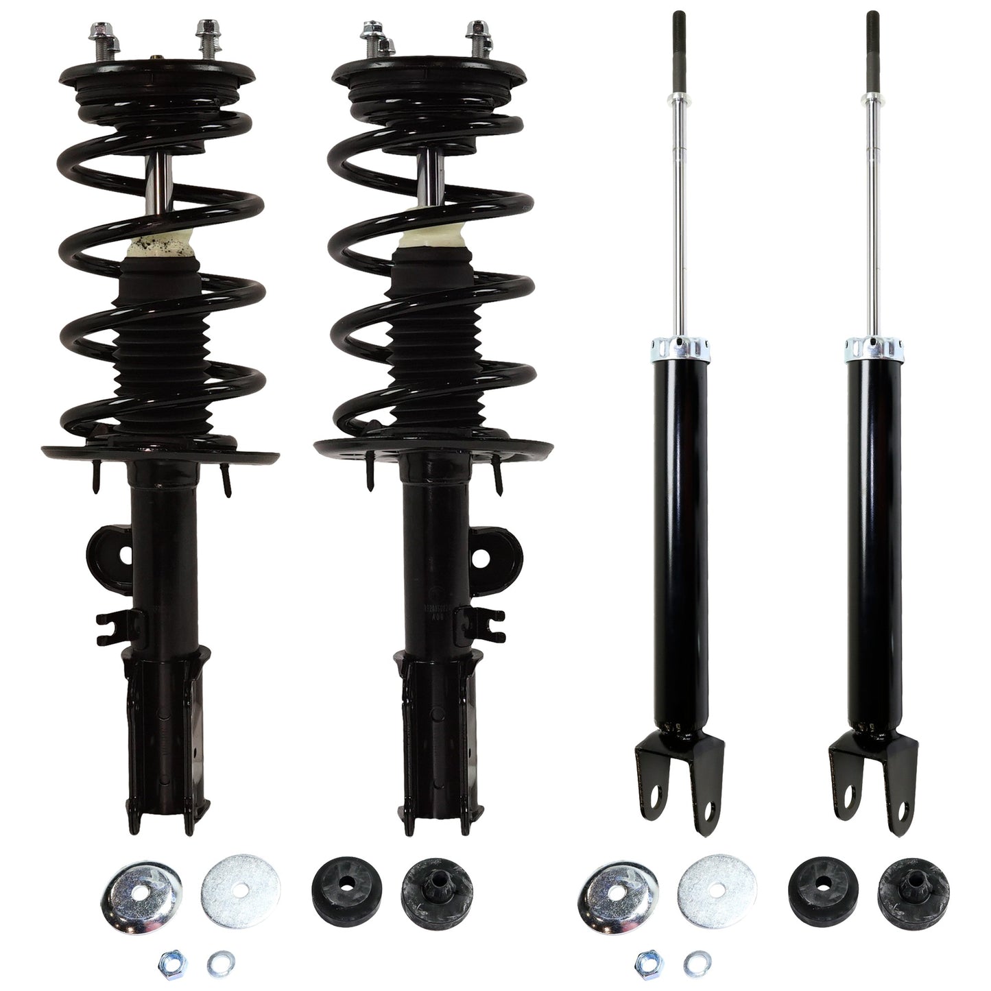 Front and Rear, Driver and Passenger Side Shock and Fully Loaded Strut