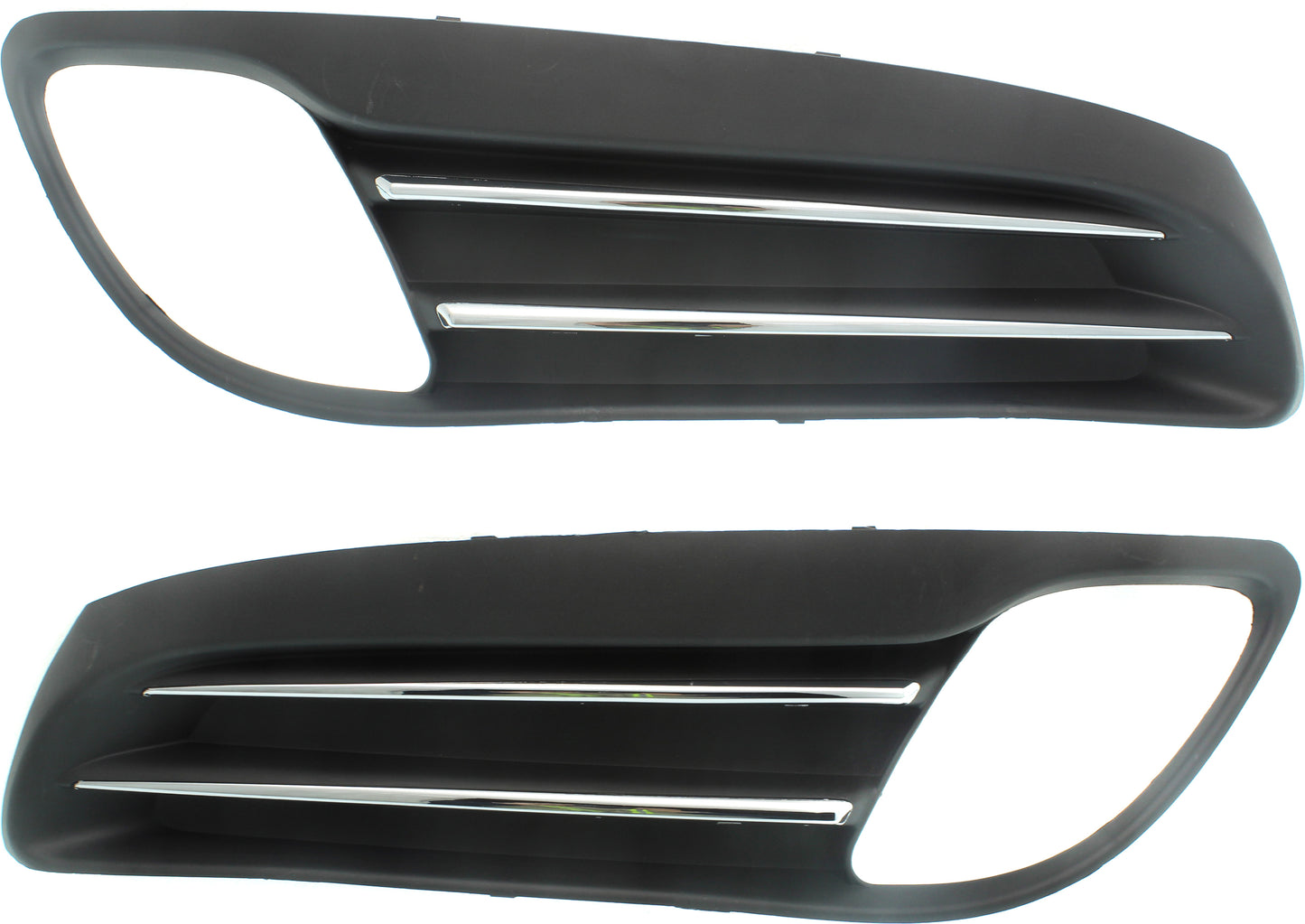 Front, Driver and Passenger Side Fog Light Trims, Black