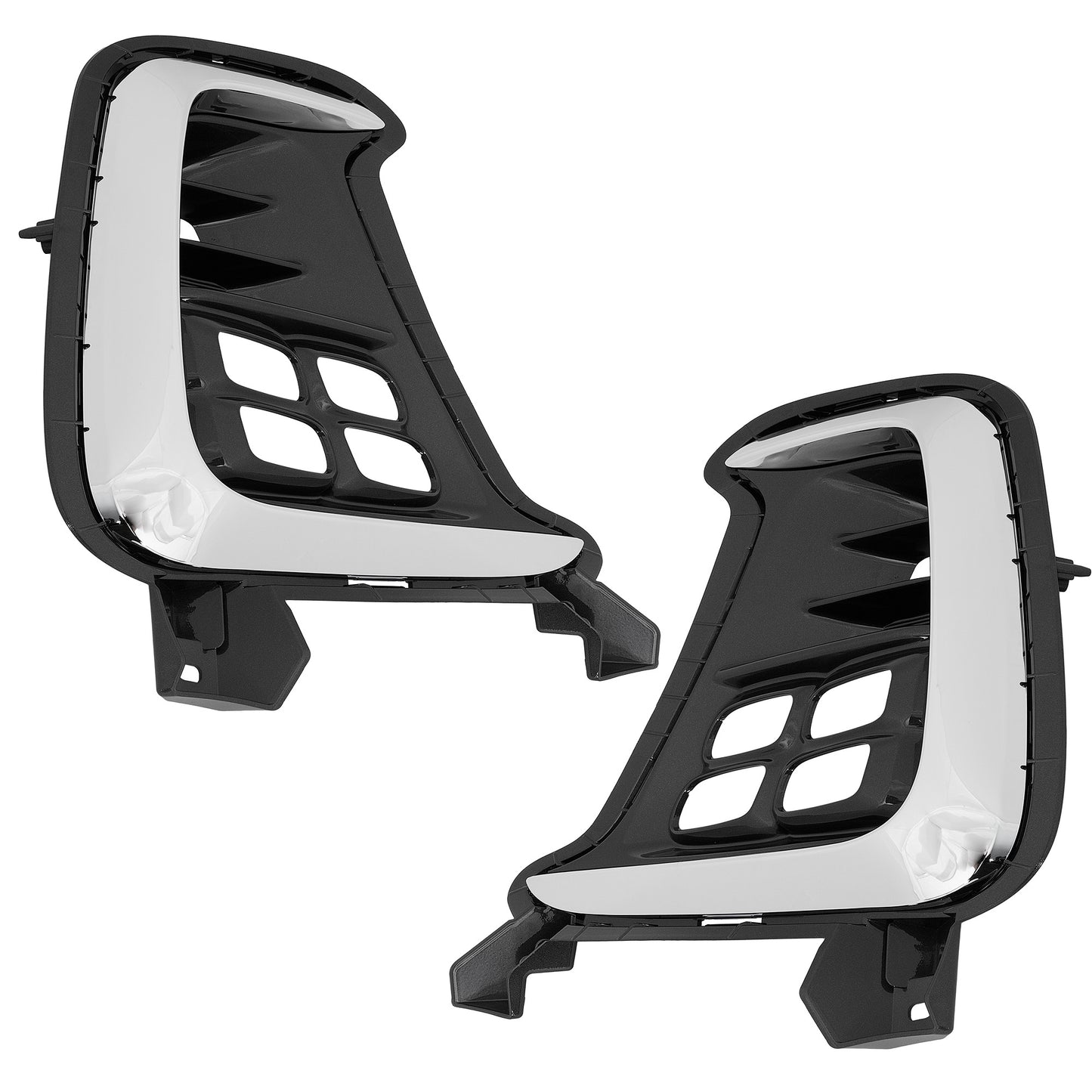 Front, Driver and Passenger Side Fog Light Trims, Chrome, For Models With LED Type Fog Lights