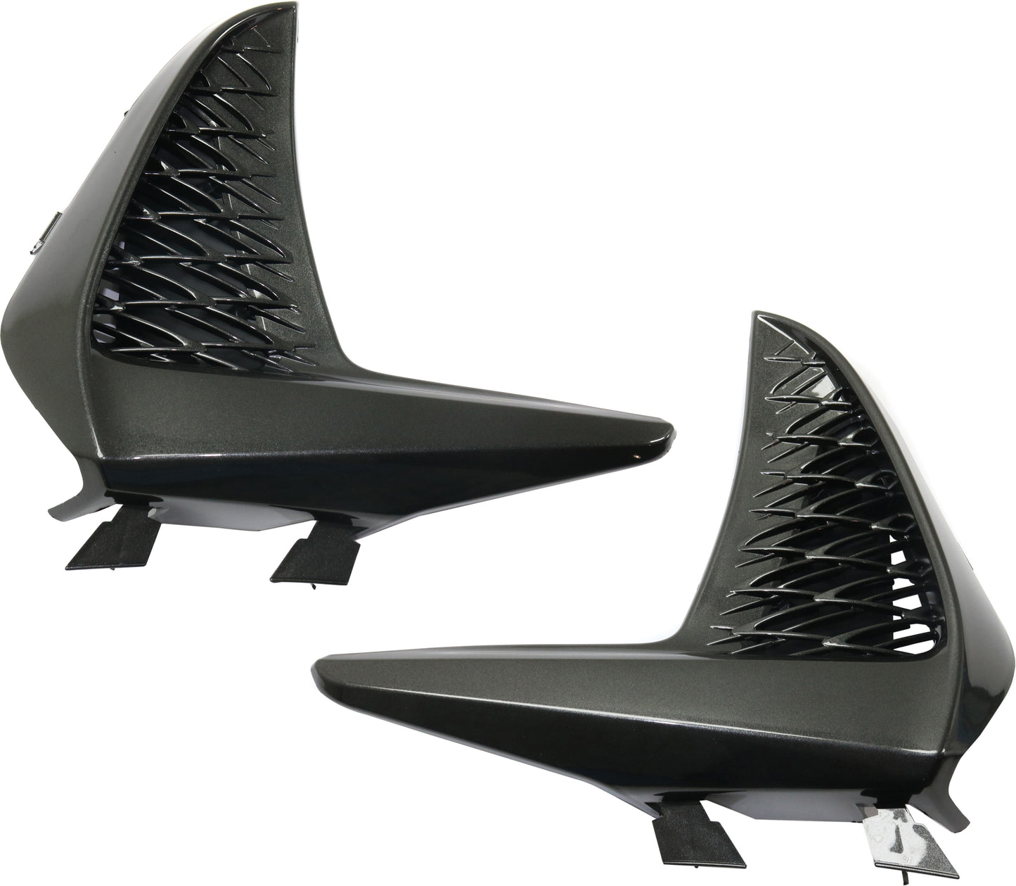 Front, Driver and Passenger Side, Outer Bumper Grilles, Black