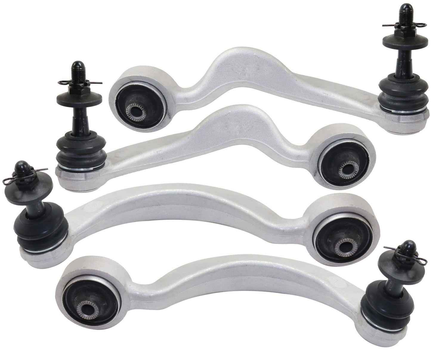 Front, Driver and Passenger Side, Upper, Frontward and Rearward Control Arms