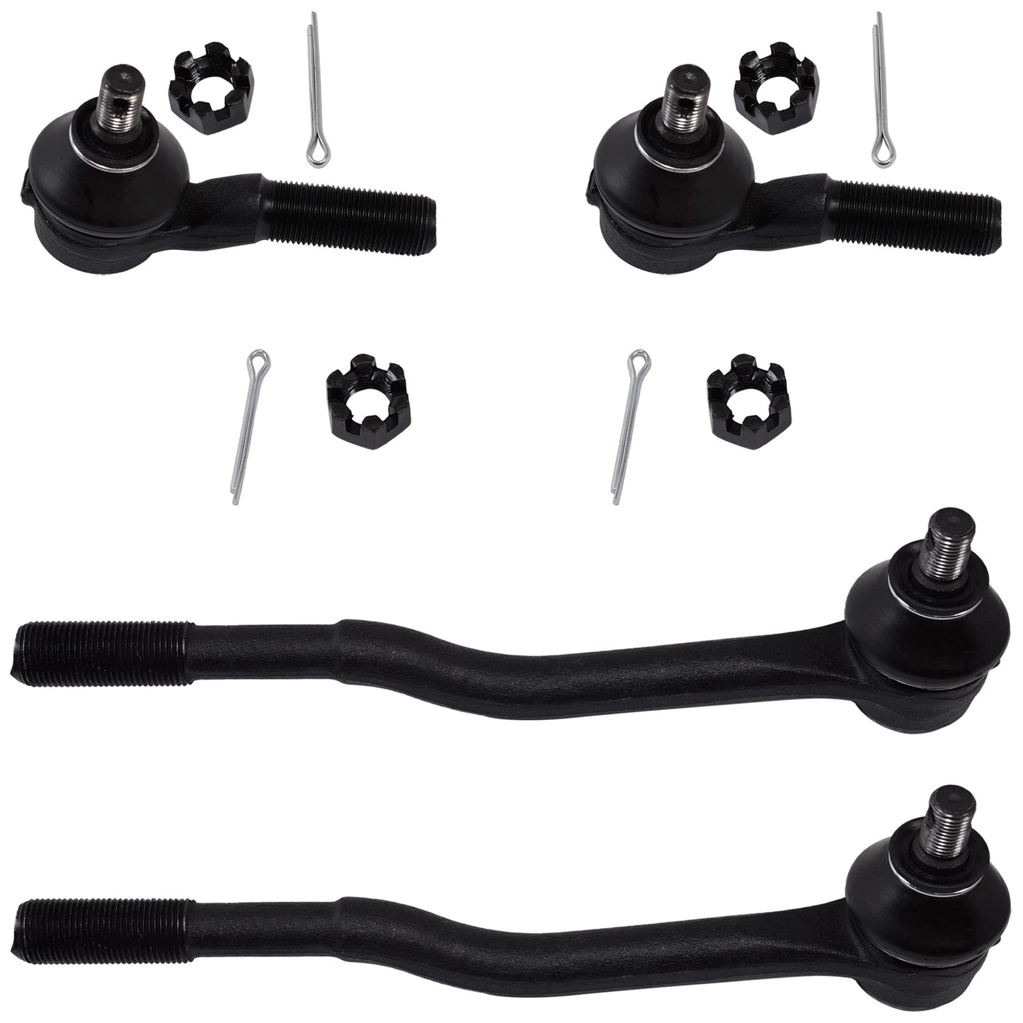 Передняя часть, сторона водителя и пассажира, внутренний и внешний наконечник рулевой тяги, задний привод