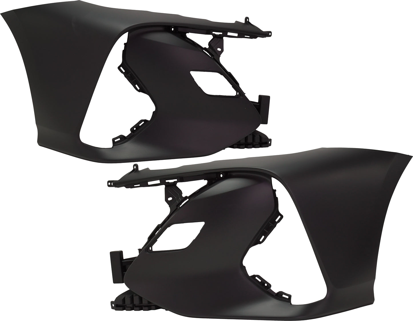 Front, Driver and Passenger Side Primed Bumper Covers, For Models without Parking Aid Sensor