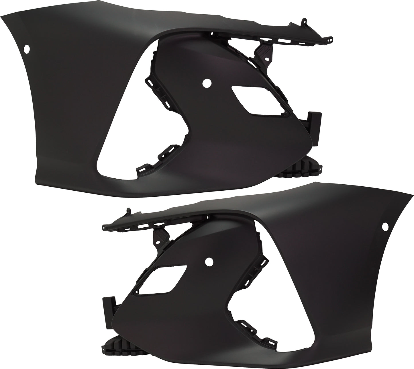 Front, Driver and Passenger Side Primed Bumper Covers, For Models with Parking Aid Sensor