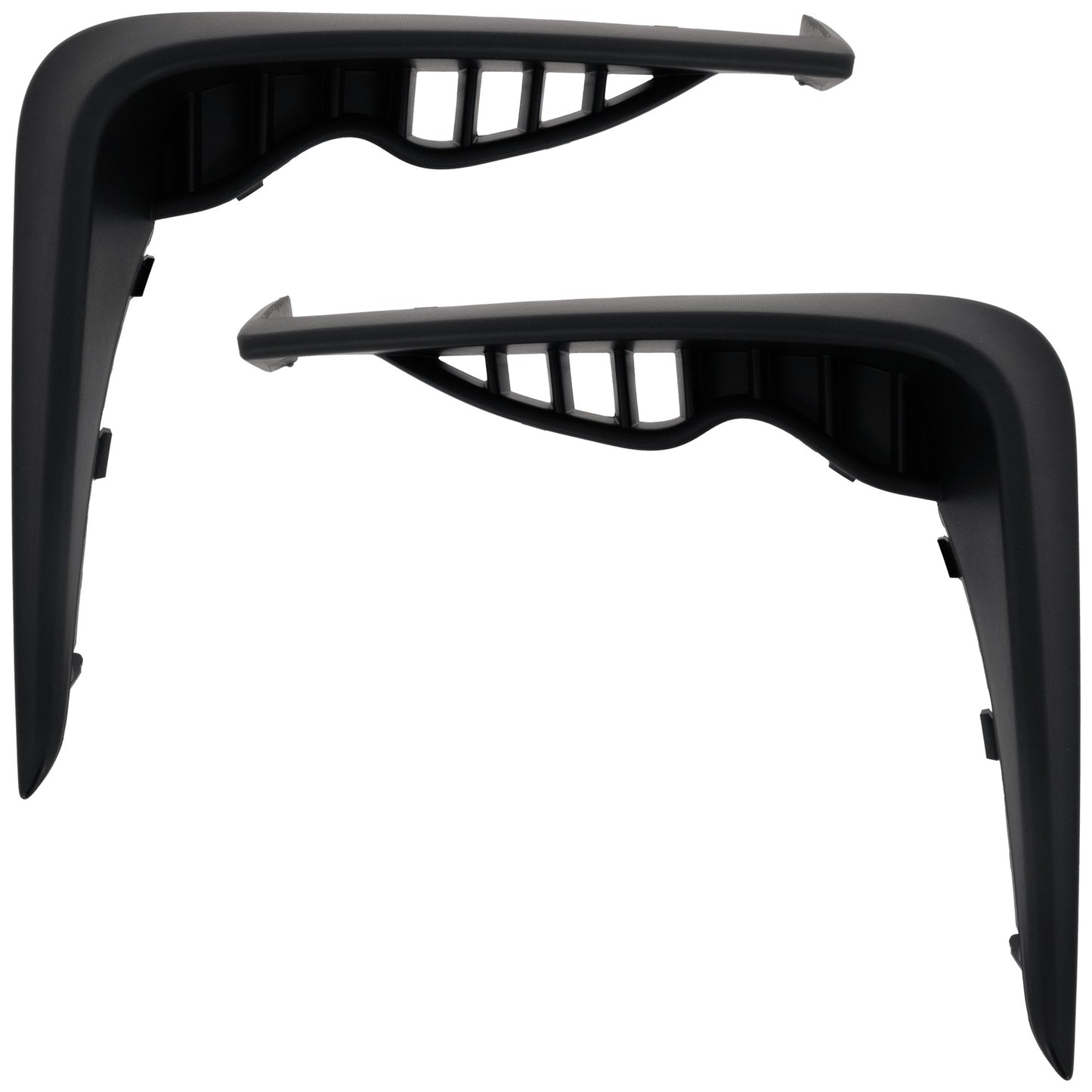 Front, Driver and Passenger Side Bumper Trims, Textured Black, CAPA CERTIFIED