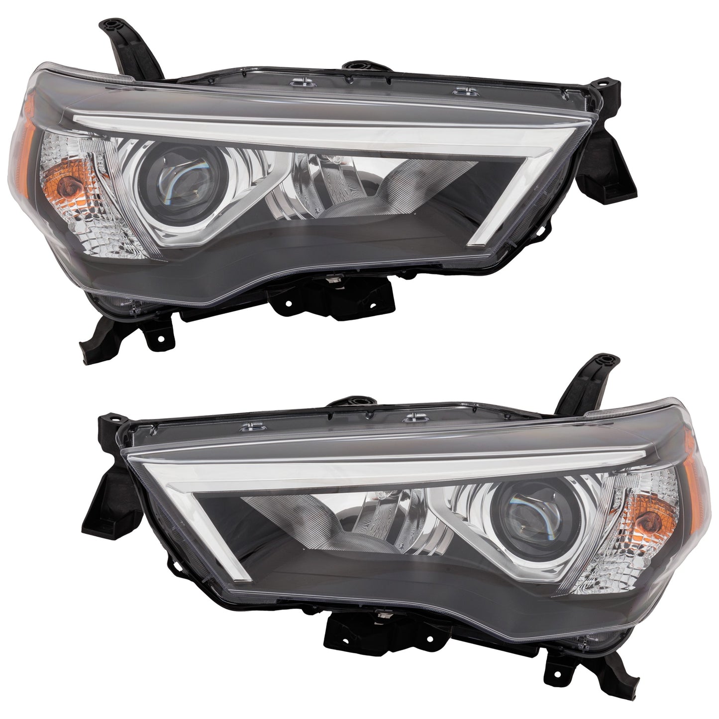 Driver and Passenger Side Headlights, with Bulbs, Halogen/LED Combo, For Models without Auto Headlights, with halogen high beam