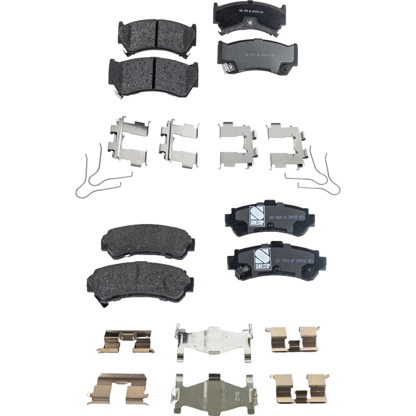 Комплекты передних и задних тормозных колодок: керамические (передние), органические (задние), серия Pro-Line