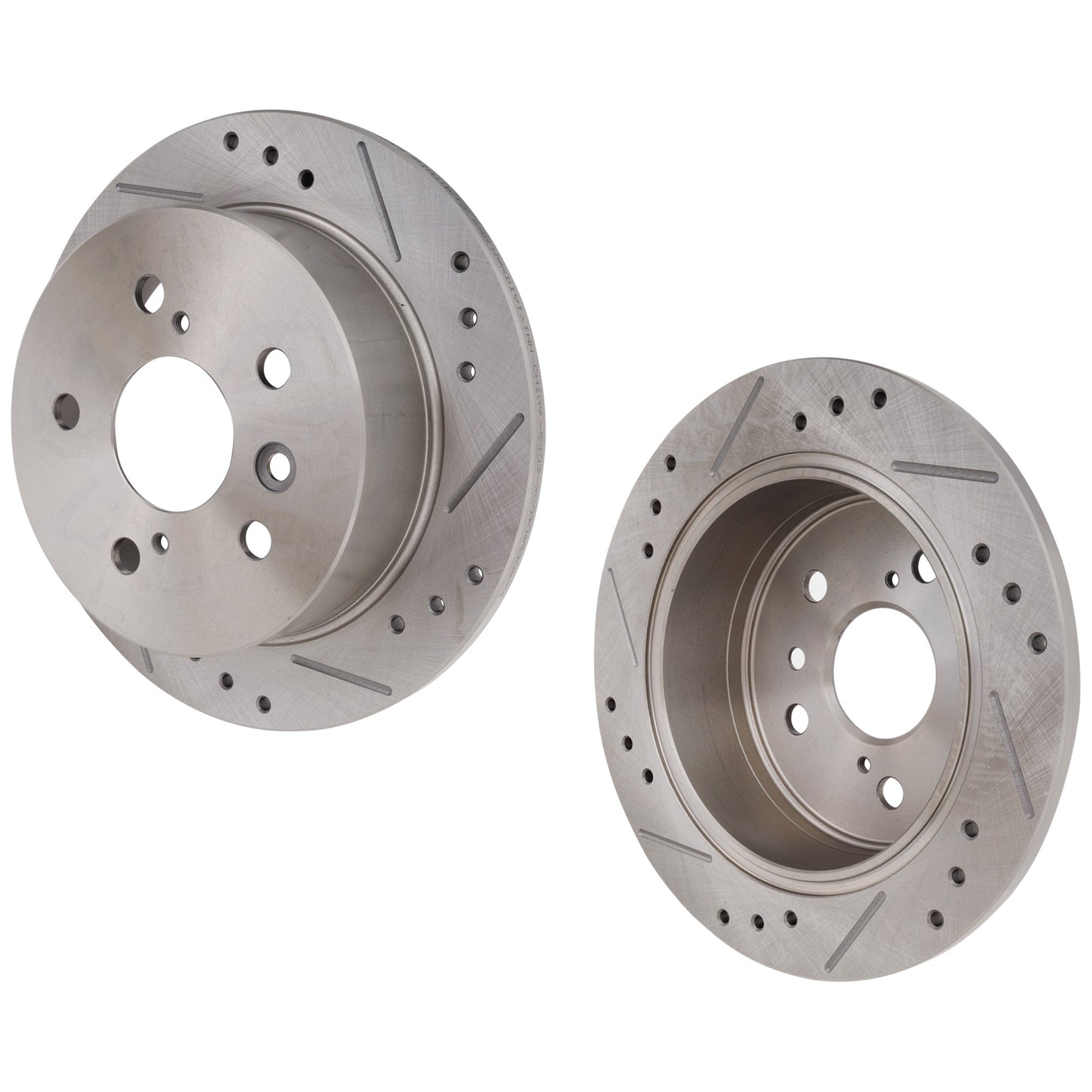 Rear Brake Discs, Cross-Drilled and Slotted, Solid, 5 Lugs, Pro-Line Series