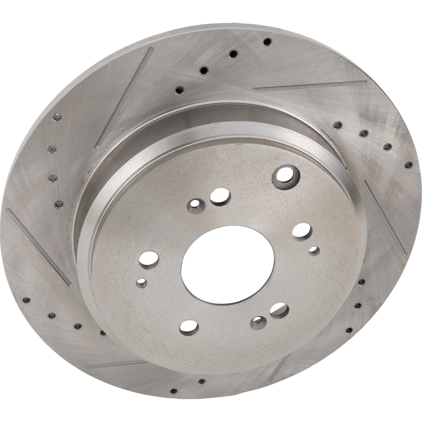 Rear, Driver or Passenger Side Brake Disc, Cross-drilled and Slotted, Solid, 5 Lugs, Pro-Line Series