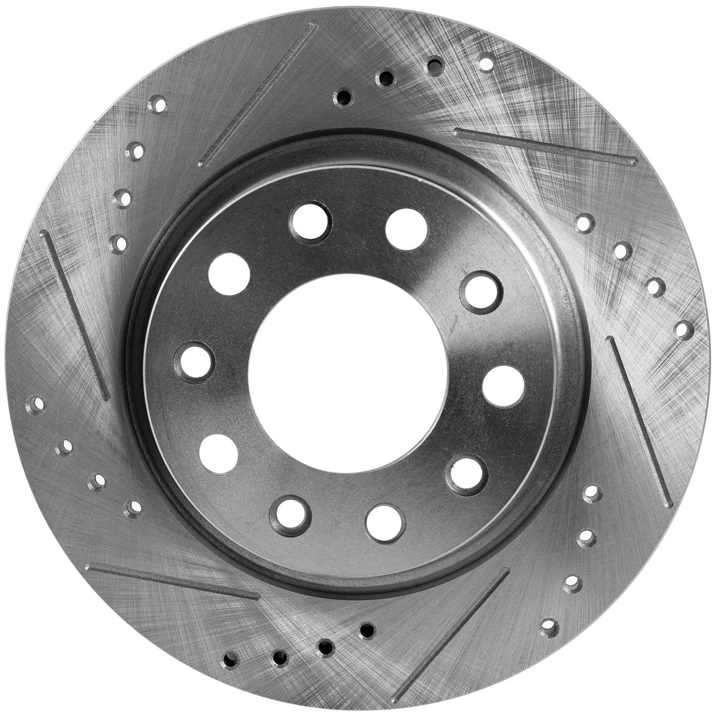 Rear, Driver or Passenger Side Brake Disc, Cross-drilled and Slotted, Solid, 5 Lugs, 263.91 mm, Pro-Line Series
