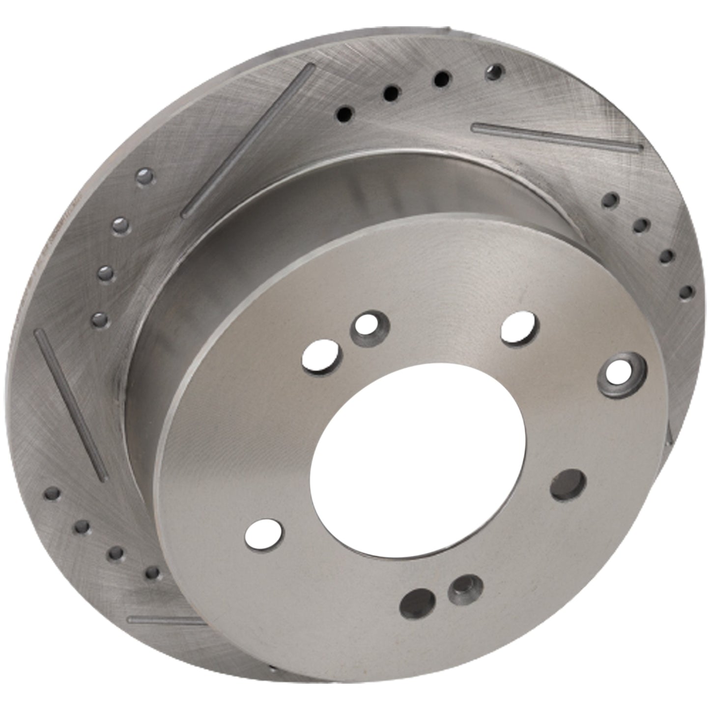 Rear, Driver or Passenger Side Brake Disc, Cross-drilled and Slotted, Solid, 5 Lugs, 261.87 mm, Pro-Line Series
