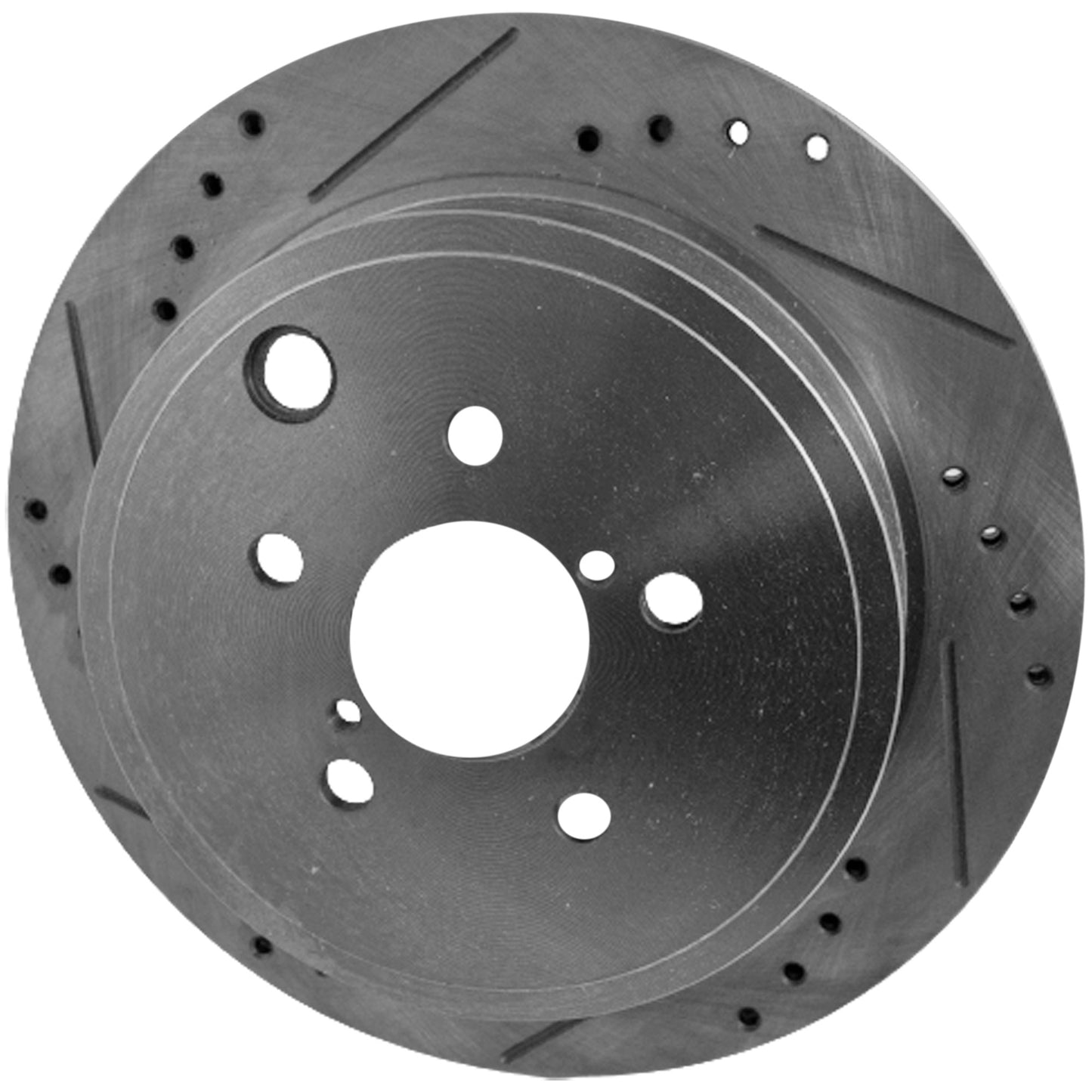 Rear, Driver or Passenger Side Brake Disc, Cross-drilled and Slotted, Vented, 5 Lugs, 289.81 mm, Pro-Line Series