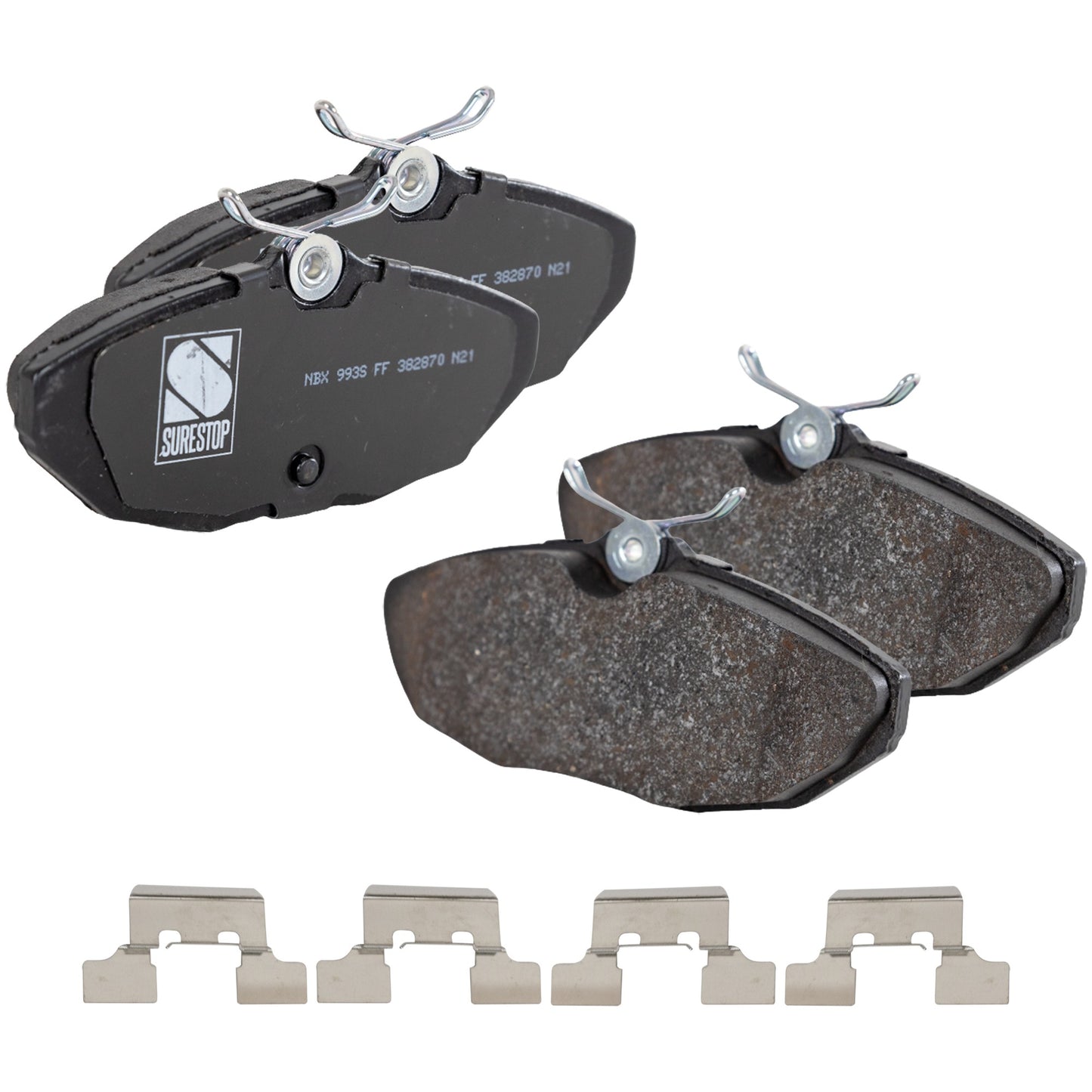 Комплект задних тормозных колодок, комплект на 2 колеса, органический, в комплект входит (4) фиксирующих зажима для колодок (с покрытием), шасси/VIN G49700, серия Pro-Line