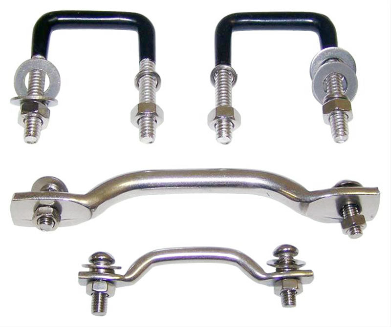 RT34019 Polished, Stainless Steel, Windshield Tie Down Kit, Direct Fit