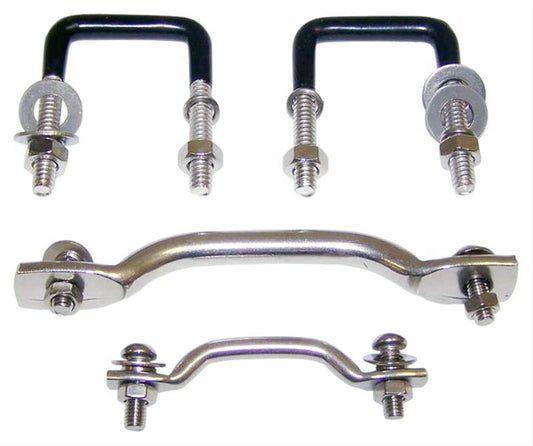 RT34019 Polished, Stainless Steel, Windshield Tie Down Kit, Direct Fit