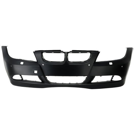 Front Primed Bumper Cover, Base Model, Sedan (E90)/Wagon (E91)With Parking Aid Sensor Holes, With Headlight Washer Holes