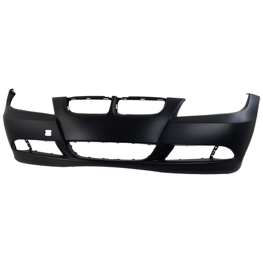 Front Primed Bumper Cover, Base Model, Sedan (E90)/Wagon (E91), For Models Without M Package, Without Park Distance Control Sensor Holes, Without Headlight Washer Holes